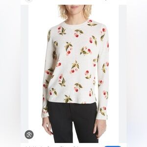 Joie Varden Sweet Cherry PrintCashmere Sweater In Porcelain. Size XS. Like New